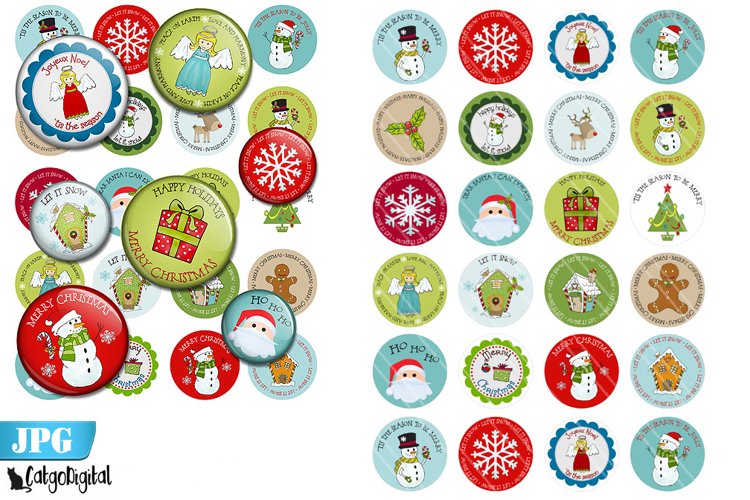 Christmas Bottle cap images 1 inch and 1.5 inch (438677)
