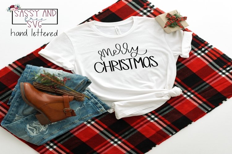 Merry Christmas Hand Lettered Christmas SVG, PNG, & JPEG example image 1