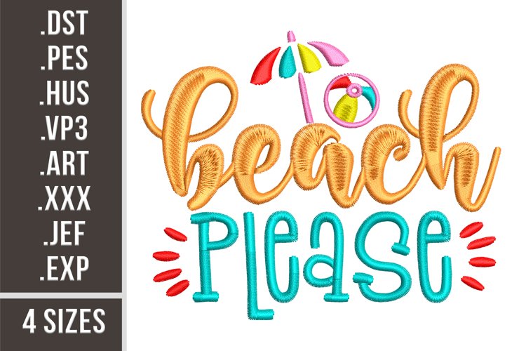 Beach Please l Embroidery Design
