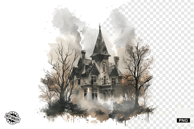 Watercolor Gothic Halloween Clipart