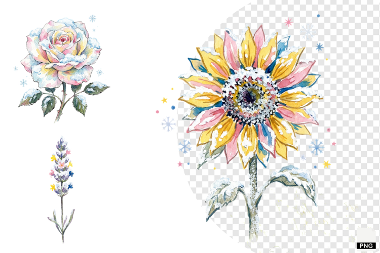 Snowy Butterfly Garden Clipart