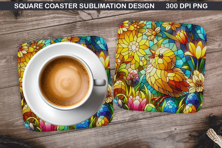 Chicks Coaster Sublimation, Easter Coaster PNG Design