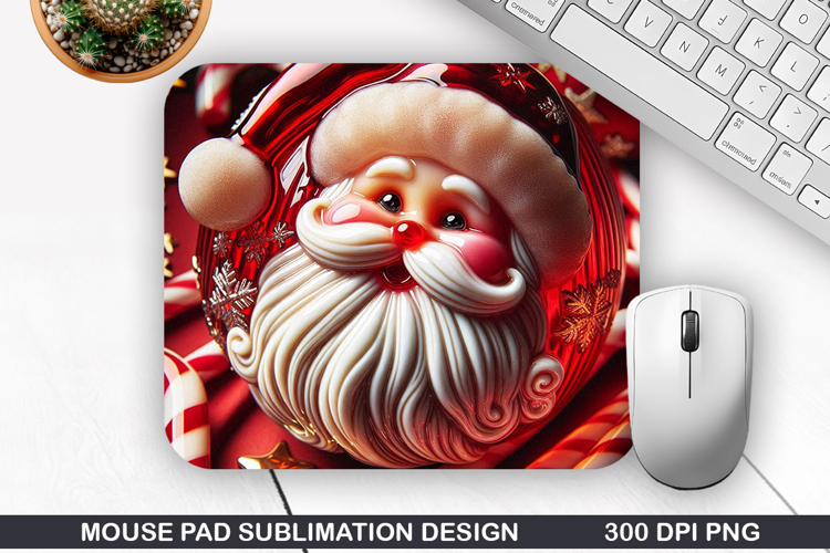 Santa Mouse Pad Sublimation, Christmas Mouse Pad PNG Design