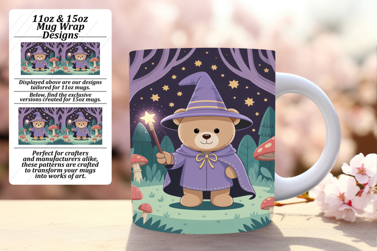 Cute 15oz Mug Wrap Png Artwork , Cute Bear