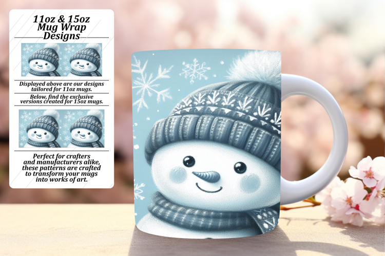 Dazzling 15oz Mug Wrap Png Template , Snowman