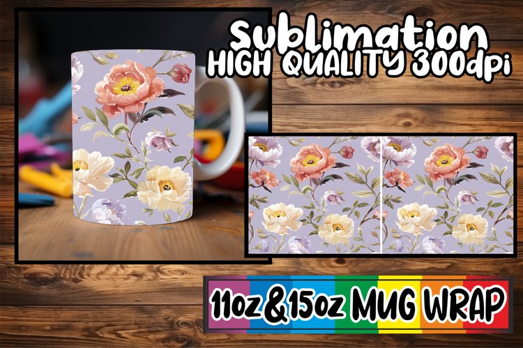 Spring Abstract Watercolor Mug Wrap 11oz 15oz Sublimation example image 1