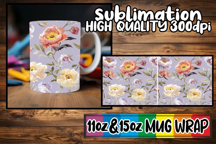Spring Abstract Watercolor Mug Wrap 11oz 15oz Sublimation