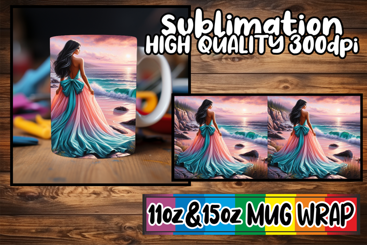 Joyful sunsets 11oz 15oz sublimation wrap, Women