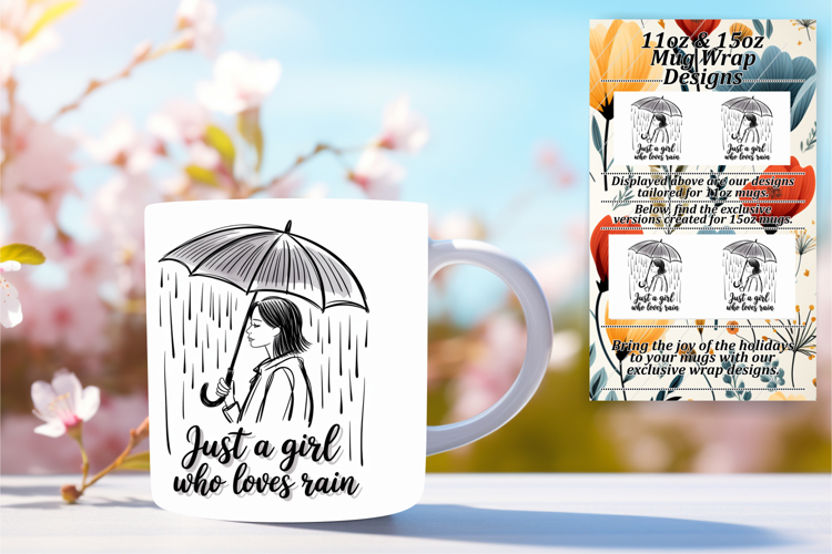 Lovely 15oz Mug Wrap Png Design , Just A Girl