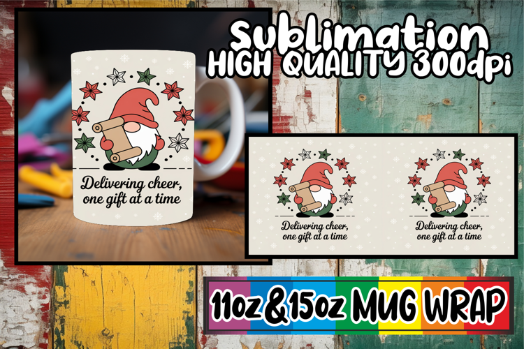 Happy adventures 11oz 15oz sublimation wrap, Holiday Gnome
