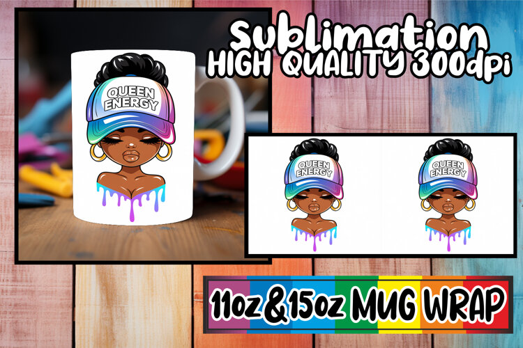 Magical mornings 11oz 15oz sublimation wrap, Black Woman example image 1