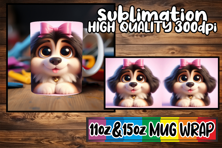 Splendid days sublimation mug wrap, 3D Dog