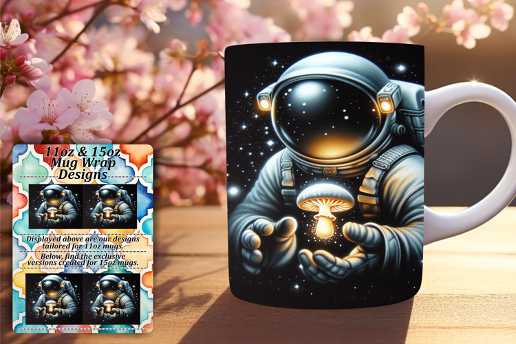 Unique 11oz Mug Wrap Png Artwork , Astronaut