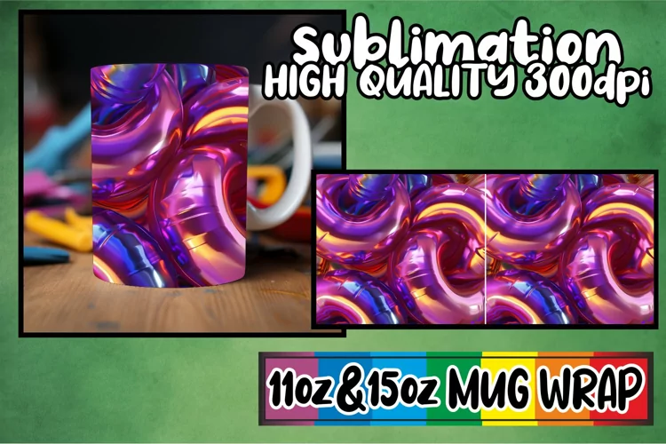 Vibrant Puff Paradise: Sublimation Mug Wrap 11oz/15oz
