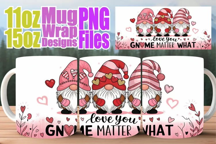 Radiant moments 11oz 15oz sublimation wrap, Love Gnome