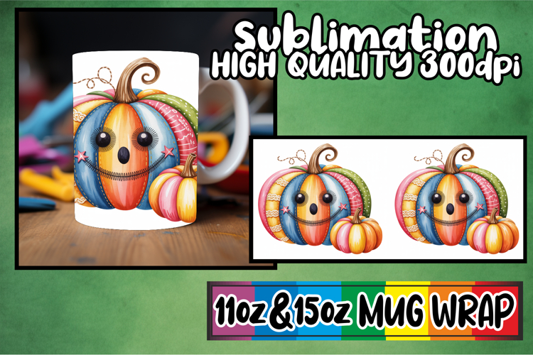 Bright journeys sublimation mug wrap, Pumpkin Watercolor