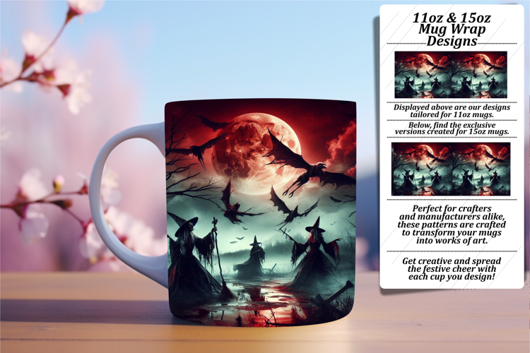 Stylish 11oz Mug Wrap Png Design , Horror Halloween