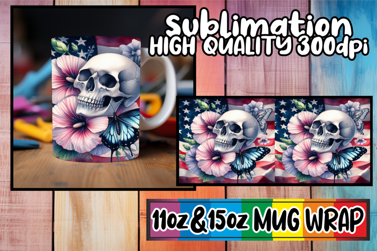 Gentle smiles 11oz 15oz sublimation wrap, Skull USA