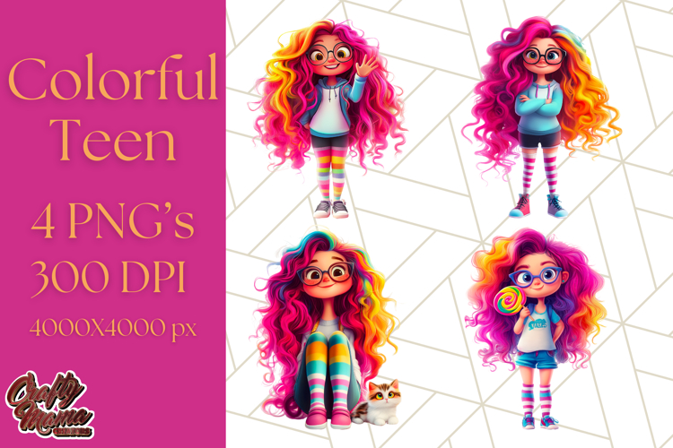 Teen Girl Clipart PNG, Fun Character Illustration