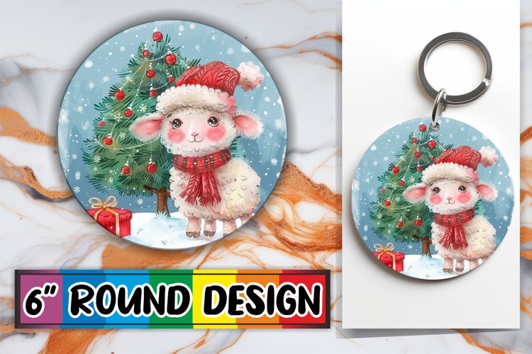 Festive Watercolor Animals Sublimation Keychain example image 1
