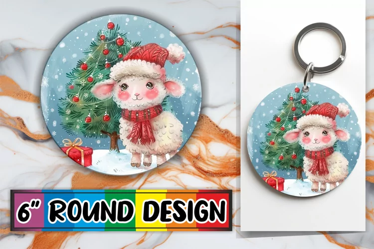Festive Watercolor Animals Sublimation Keychain