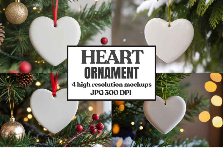 Christmas Love Heart Ornament Mockup | Holiday Hanging