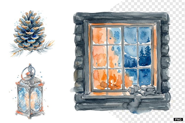 Winter Village Clipart example image 1