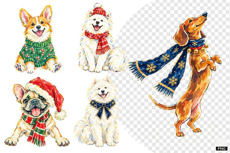 Christmas Dogs PNG example image 1