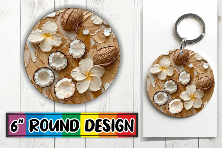 3D Blooming Round Keychain Design Art