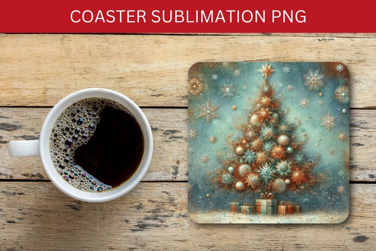 square coaster - christmas tree example image 1