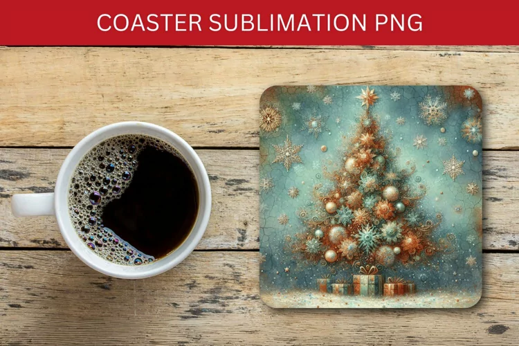 square coaster - christmas tree