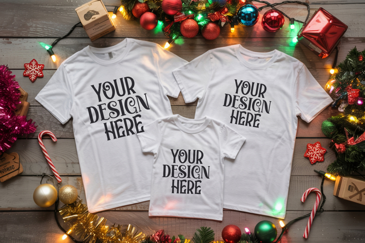 Christmas Family Matching Group Flat Lay Mockup