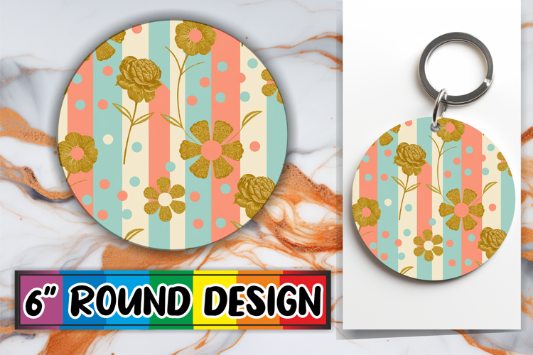 Radiant Circle Coaster Sublimation, Gold Flower