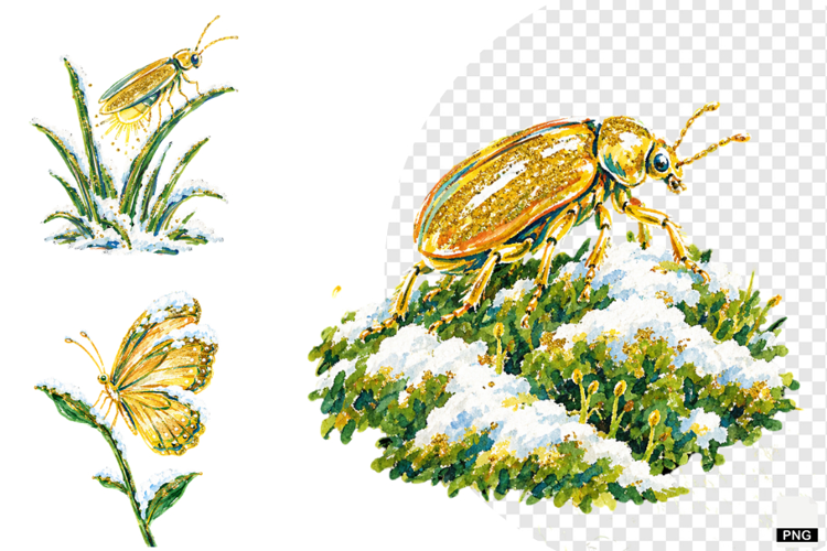 Winter Insect Garden Clipart