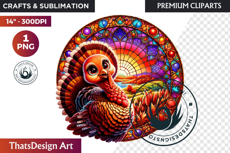 Autumn Stained Glass PNG, Fall Thanksgiving Pumpkin clipart