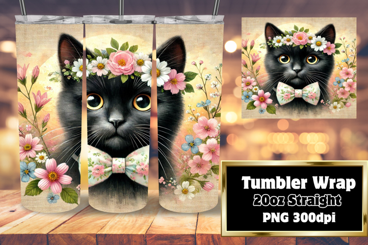 EXQUISITE 20oz Tumbler PNG Template , Cute Cat