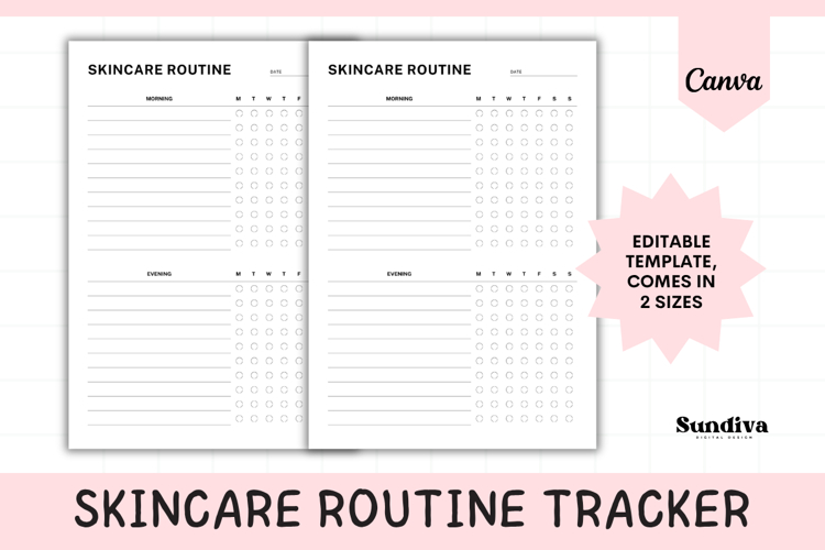 Skincare Routine Tracker Editable Template 1