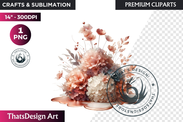 Ethereal Floral arrangements Clipart PNG Rose gold and blush