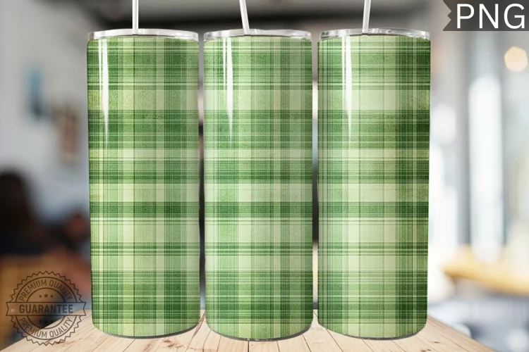 Green Plaid Tumbler Wrap - High Quality 300 Dpi