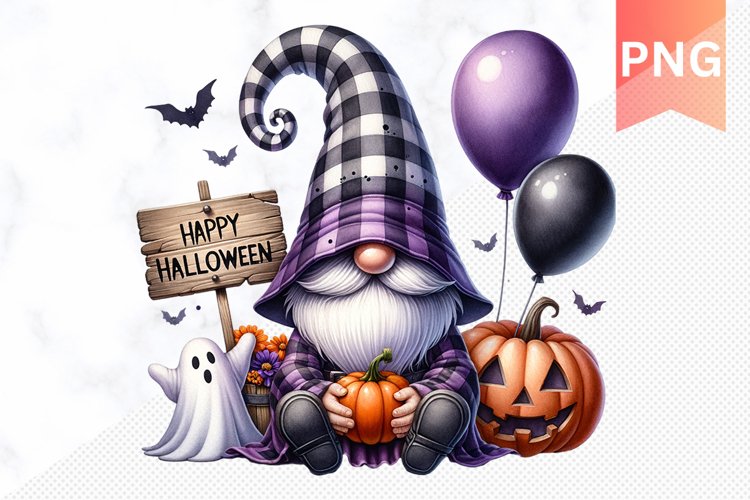 Halloween Gnome Sublimation - Clipart PNG Design