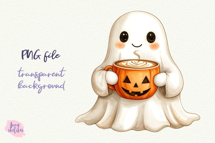 Coffee Ghost PNG Halloween Ghost Cafe Clipart Sublimation
