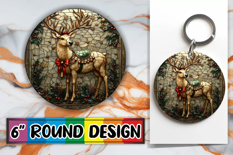 Playful Circle Keychain Sublimation, Holiday
