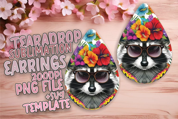 FlowerEmbellished Raccoon Teardrop Earrings for