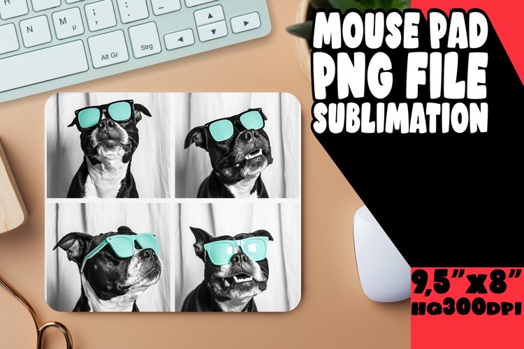 Whimsical Puppy Photo Sublimation Mouse Pad Template for Cre