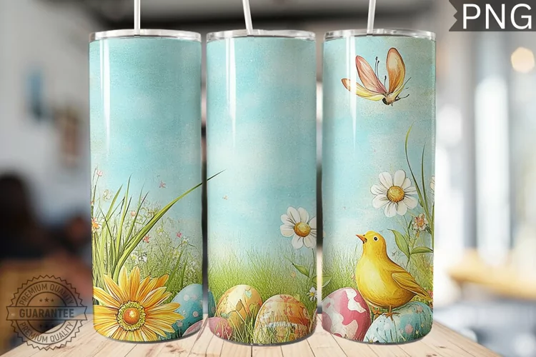 Spring Easter Tumbler Wrap - High Quality 300 Dpi