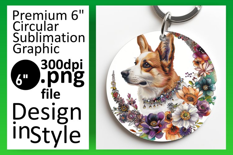 Elegant Dog Illustration Sublimation Circle Keychain