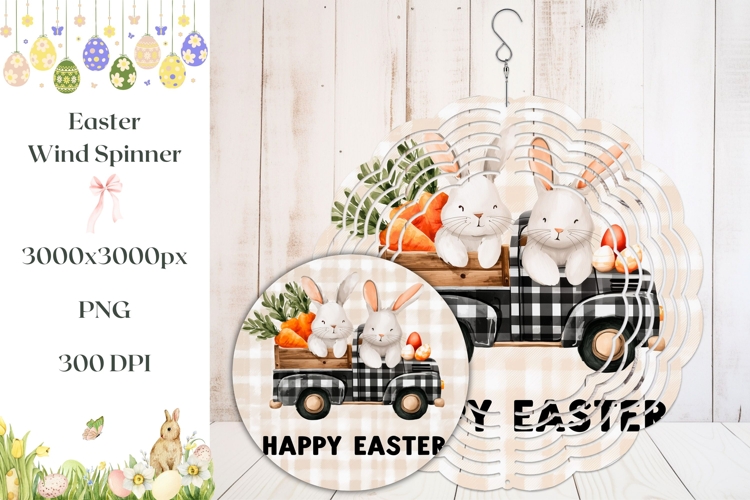 Easter Truck Wind Spinner, Easter Bunny Wind Spinner Print