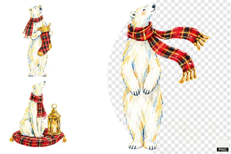 Christmas Polar Bear PNG