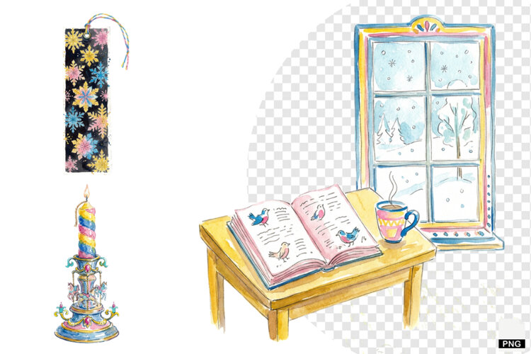 Winter Inside Library Clipart example image 1