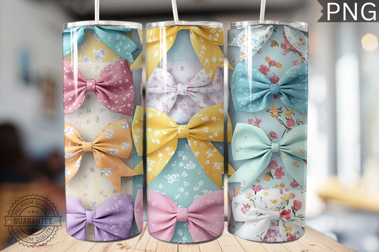 Spring Fling Bow Tumbler Wrap -High Quality 300 Dpi